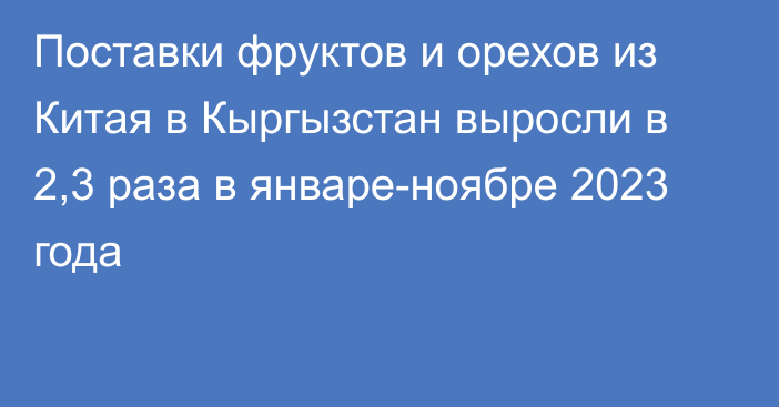 Поставки фруктов и орехов из Китая в Кыргызстан выросли в 2,3 раза в январе-ноябре 2023 года