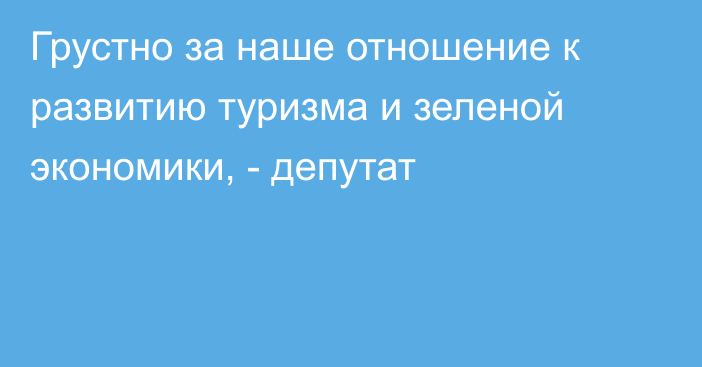 Грустно за наше отношение к развитию туризма и зеленой экономики, - депутат