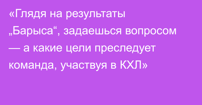 «Глядя на результаты „Барыса“, задаешься вопросом — а какие цели преследует команда, участвуя в КХЛ»