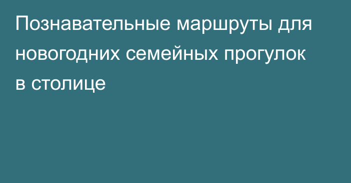 Познавательные маршруты для новогодних семейных прогулок в столице