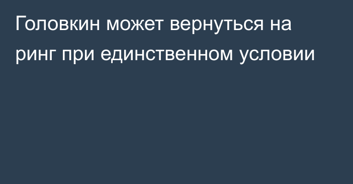 Головкин может вернуться на ринг при единственном условии