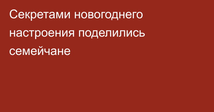 Секретами новогоднего настроения поделились семейчане