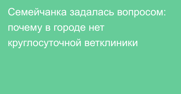 Семейчанка задалась вопросом: почему в городе нет круглосуточной ветклиники