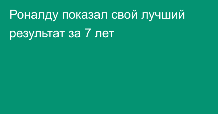 Роналду показал свой лучший результат за 7 лет