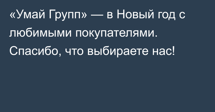 «Умай Групп» — в Новый год с любимыми покупателями. Спасибо, что выбираете нас!