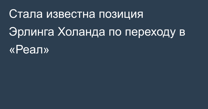 Стала известна позиция Эрлинга Холанда по переходу в «Реал»