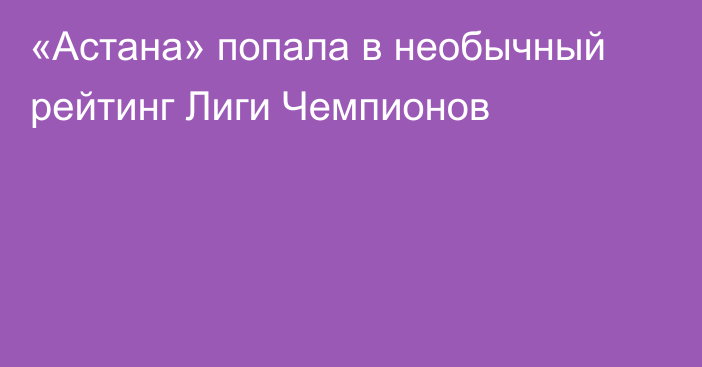 «Астана» попала в необычный рейтинг Лиги Чемпионов