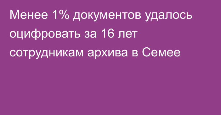 Менее 1% документов удалось оцифровать за 16 лет сотрудникам архива в Семее