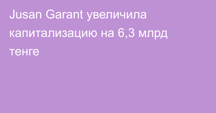 Jusan Garant увеличила капитализацию на 6,3 млрд тенге