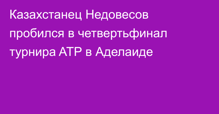 Казахстанец Недовесов пробился в четвертьфинал турнира ATP в Аделаиде