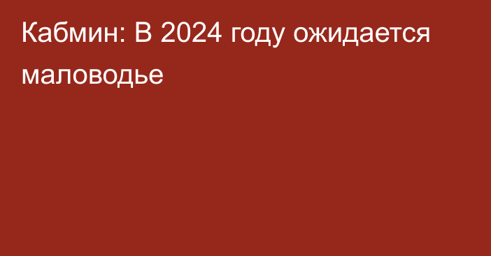 Кабмин: В 2024 году ожидается маловодье