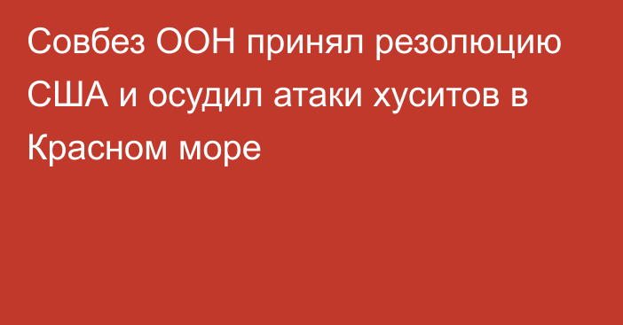 Совбез ООН принял резолюцию США и осудил атаки хуситов в Красном море