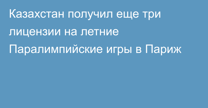 Казахстан получил еще три лицензии на летние Паралимпийские игры в Париж