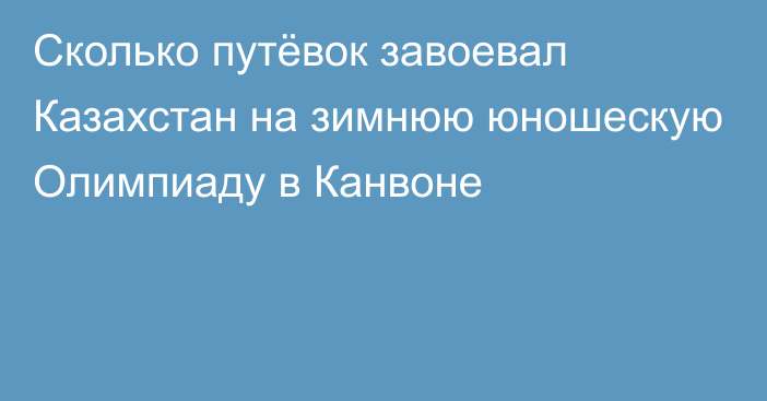 Сколько путёвок завоевал Казахстан на зимнюю юношескую Олимпиаду в Канвоне