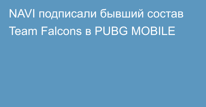 NAVI подписали бывший состав Team Falcons в PUBG MOBILE