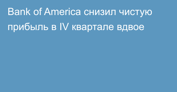 Bank of America снизил чистую прибыль в IV квартале вдвое