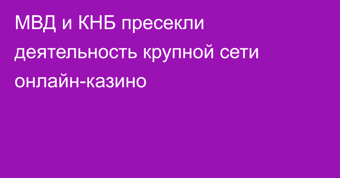 МВД и КНБ пресекли деятельность крупной сети онлайн-казино