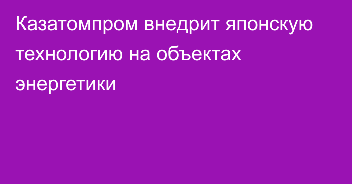 Казатомпром внедрит японскую технологию на объектах энергетики