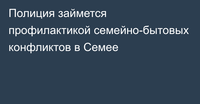 Полиция займется профилактикой семейно-бытовых конфликтов в Семее