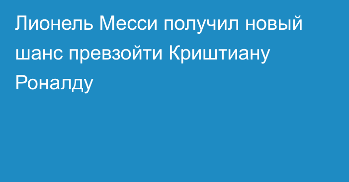 Лионель Месси получил новый шанс превзойти Криштиану Роналду