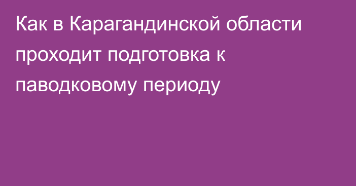 Как в Карагандинской области проходит подготовка к паводковому периоду