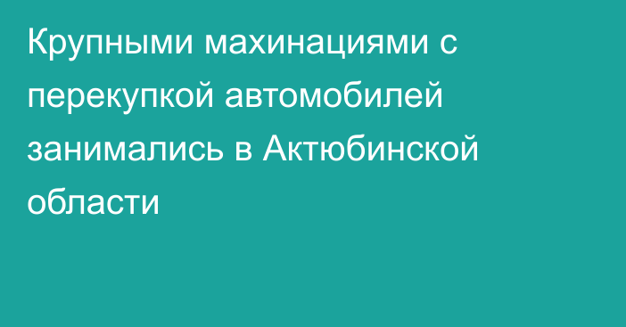 Крупными махинациями с перекупкой автомобилей занимались в Актюбинской области