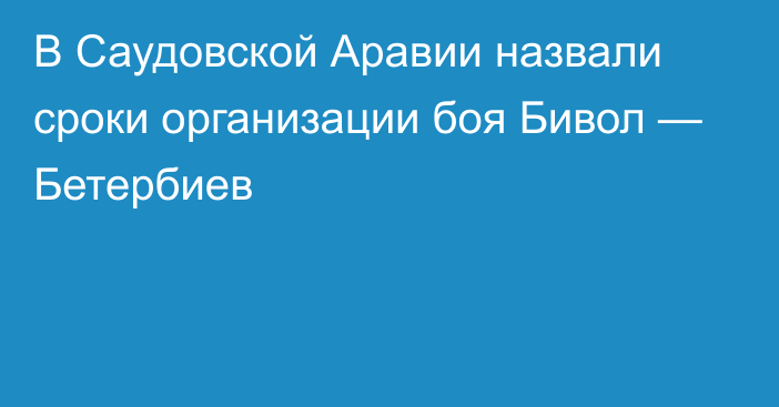 В Саудовской Аравии назвали сроки организации боя Бивол — Бетербиев