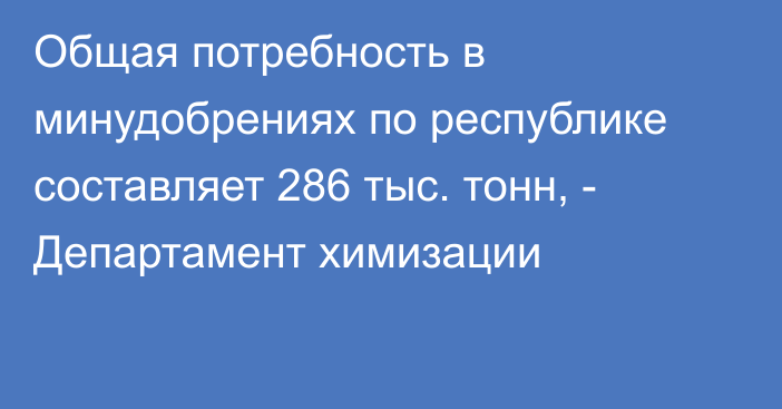 Общая потребность в минудобрениях по республике составляет 286 тыс. тонн, - Департамент химизации