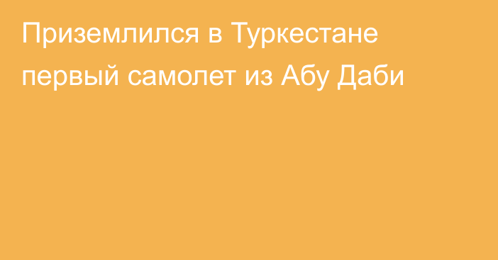 Приземлился в Туркестане первый самолет из Абу Даби