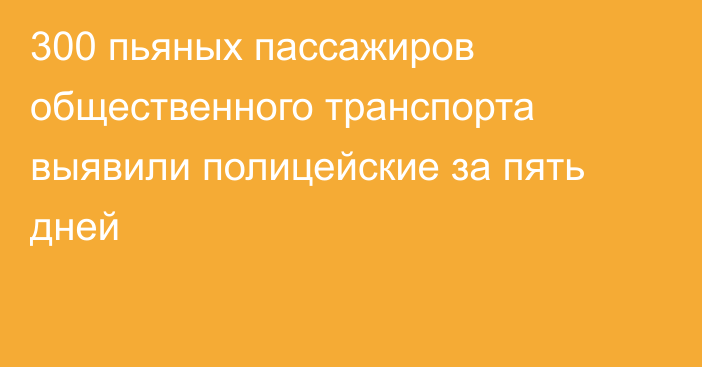 300 пьяных пассажиров общественного транспорта выявили полицейские за пять дней