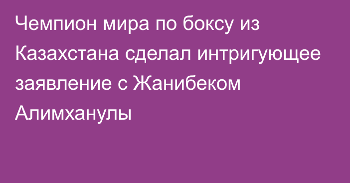 Чемпион мира по боксу из Казахстана сделал интригующее заявление с Жанибеком Алимханулы