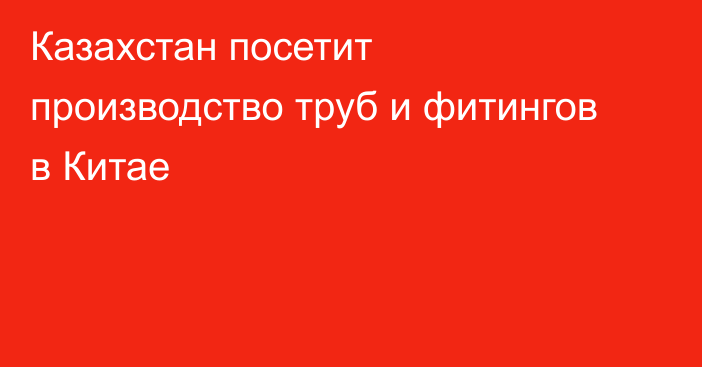 Казахстан посетит производство труб и фитингов в Китае