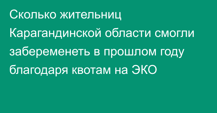 Сколько жительниц Карагандинской области смогли забеременеть в прошлом году благодаря квотам на ЭКО