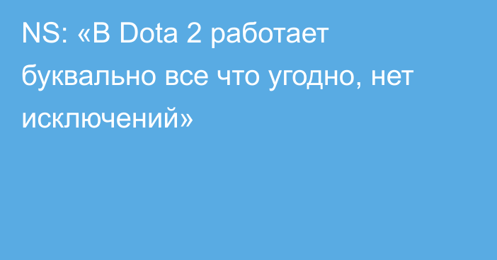 NS: «В Dota 2 работает буквально все что угодно, нет исключений»