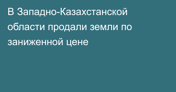 В Западно-Казахстанской области продали земли по заниженной цене