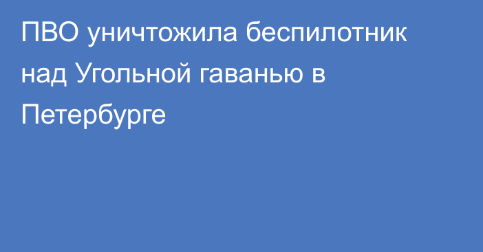 ПВО уничтожила беспилотник над Угольной гаванью в Петербурге