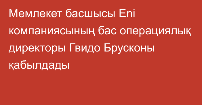 Мемлекет басшысы Eni компаниясының бас операциялық директоры Гвидо Брусконы қабылдады