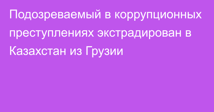 Подозреваемый в коррупционных преступлениях экстрадирован в Казахстан из Грузии