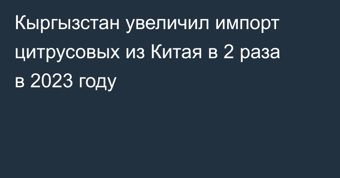 Кыргызстан увеличил импорт цитрусовых из Китая в 2 раза в 2023 году