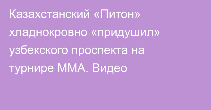 Казахстанский «Питон» хладнокровно «придушил» узбекского проспекта на турнире ММА. Видео