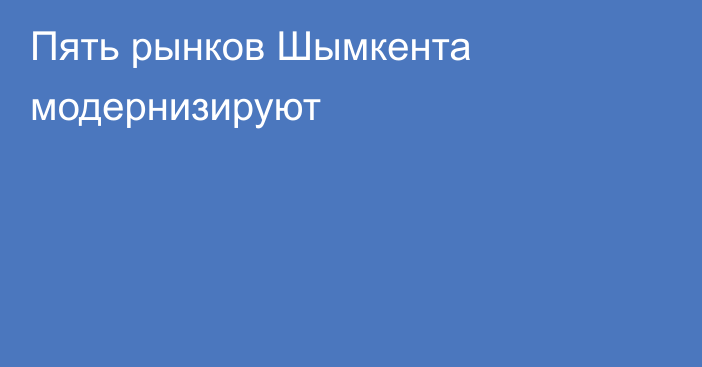 Пять рынков Шымкента модернизируют