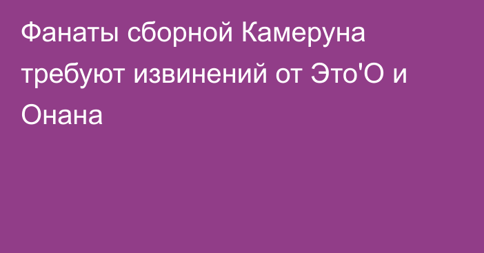 ​Фанаты сборной Камеруна требуют извинений от Это'О и Онана