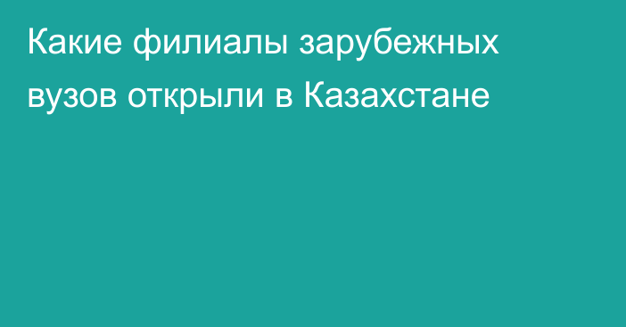 Какие филиалы зарубежных вузов открыли в Казахстане