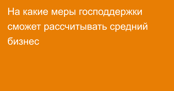 На какие меры господдержки сможет рассчитывать средний бизнес