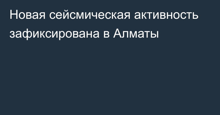 Новая сейсмическая активность зафиксирована в Алматы