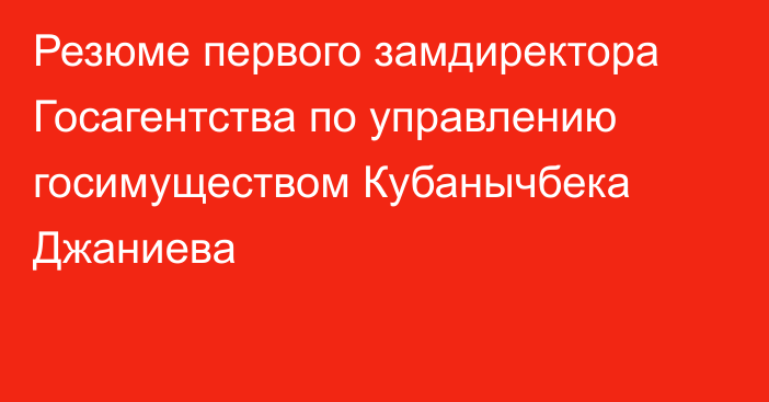 Резюме первого замдиректора Госагентства по управлению госимуществом Кубанычбека Джаниева