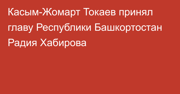 Касым-Жомарт Токаев принял главу Республики Башкортостан Радия Хабирова