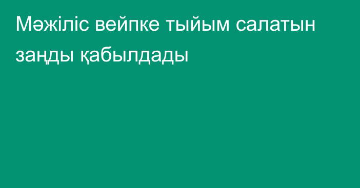 Мәжіліс вейпке тыйым салатын заңды қабылдады