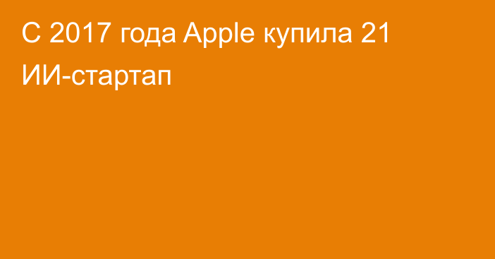 С 2017 года Apple купила 21 ИИ-стартап