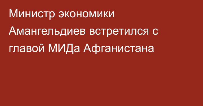 Министр экономики Амангельдиев встретился с главой МИДа Афганистана